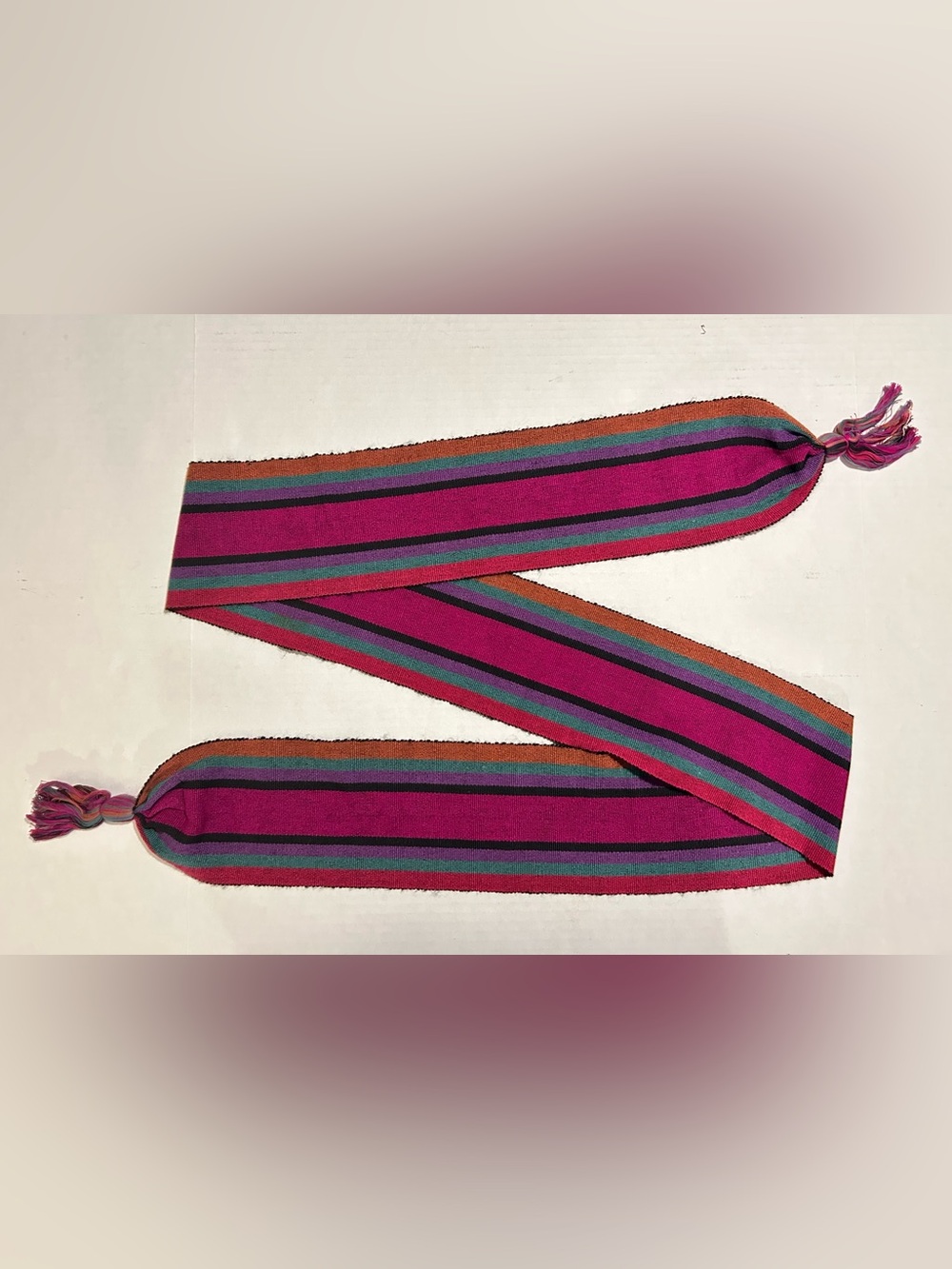 Echo Woven Wide Sash Belt Cotton Blend Vintage Magenta Turquoise Purple Boho